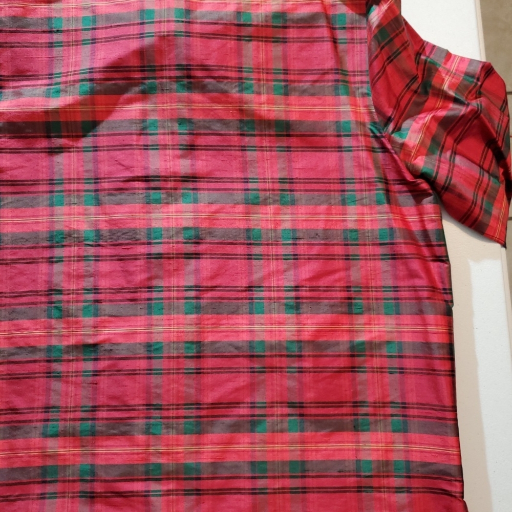 Appleseeds 100% Silk Size 16 Womens Button Up Red and Green Plaid Shirt - Picture 12 of 16
